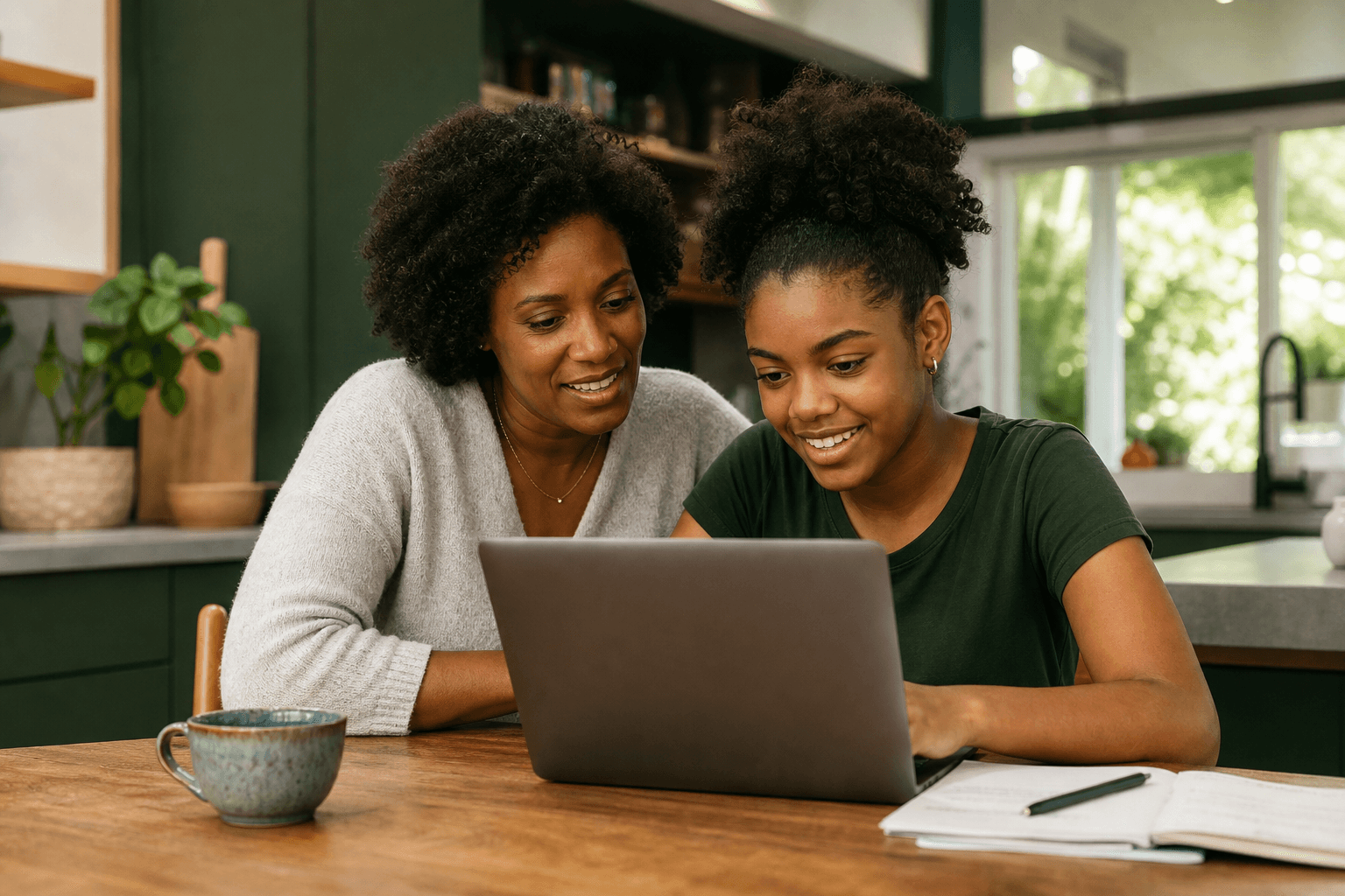 Parent and teen reviewing a lesson together